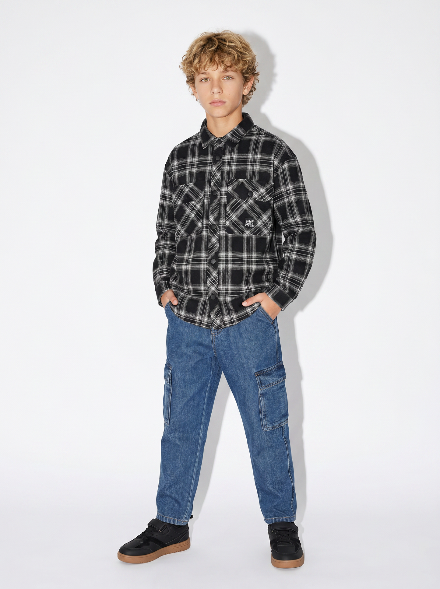 Jeans cargo in cotone per bimbi stylish - Denim