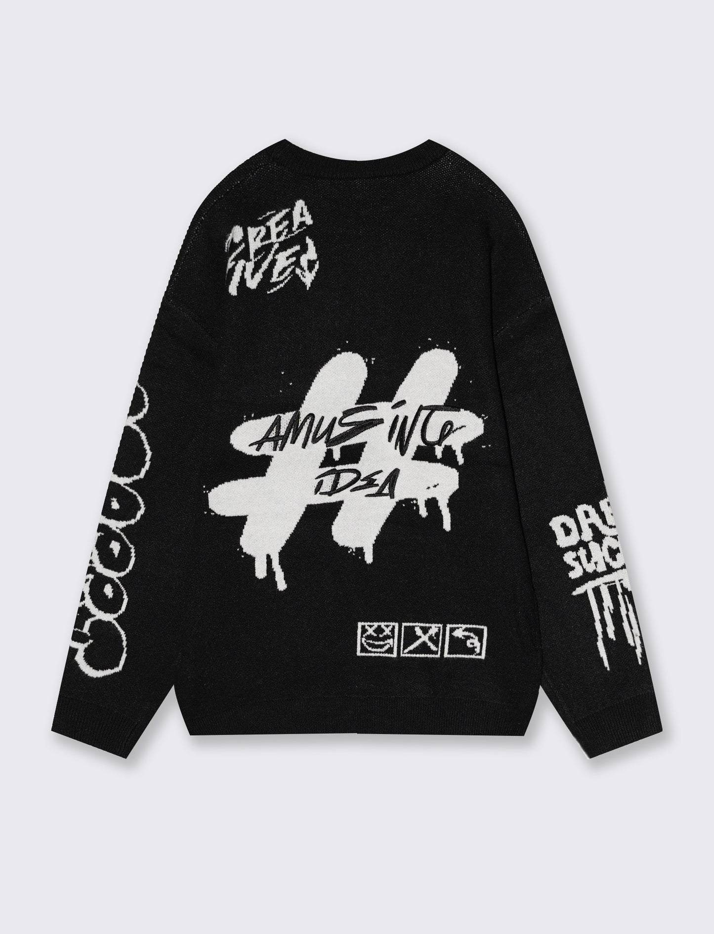 Maglione oversize con design jacquard - Nero