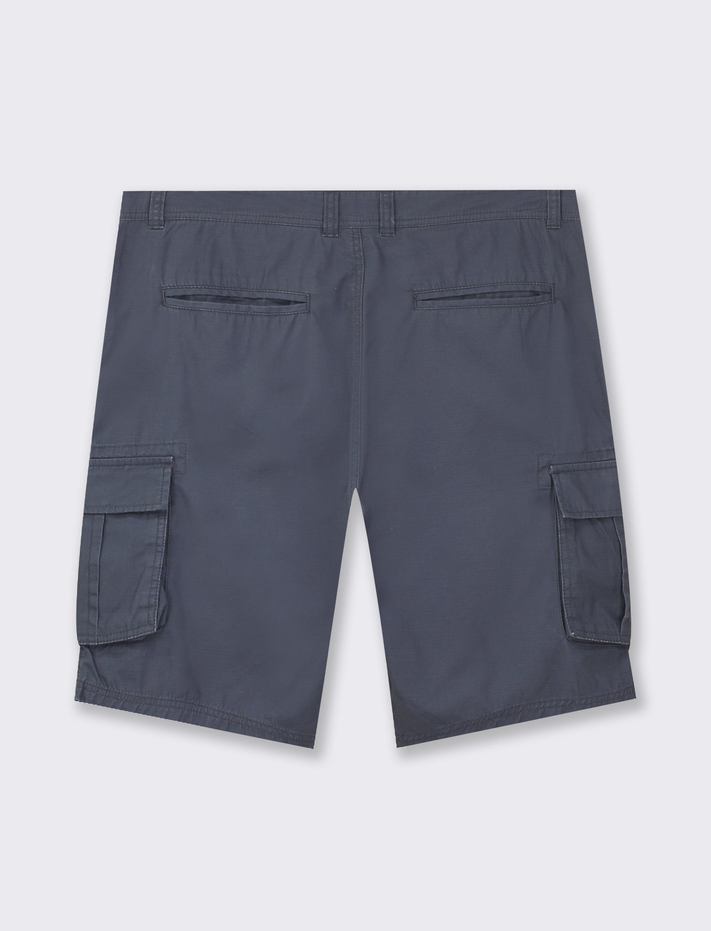 Cotton Ripstop Cargo Bermuda Shorts with Side and Back Pocket Detail - Blue