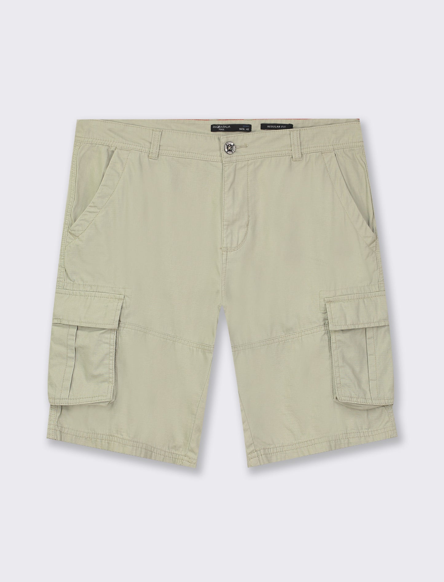 Cotton Ripstop Cargo Bermuda Shorts with Side and Back Pocket Detail - Grey