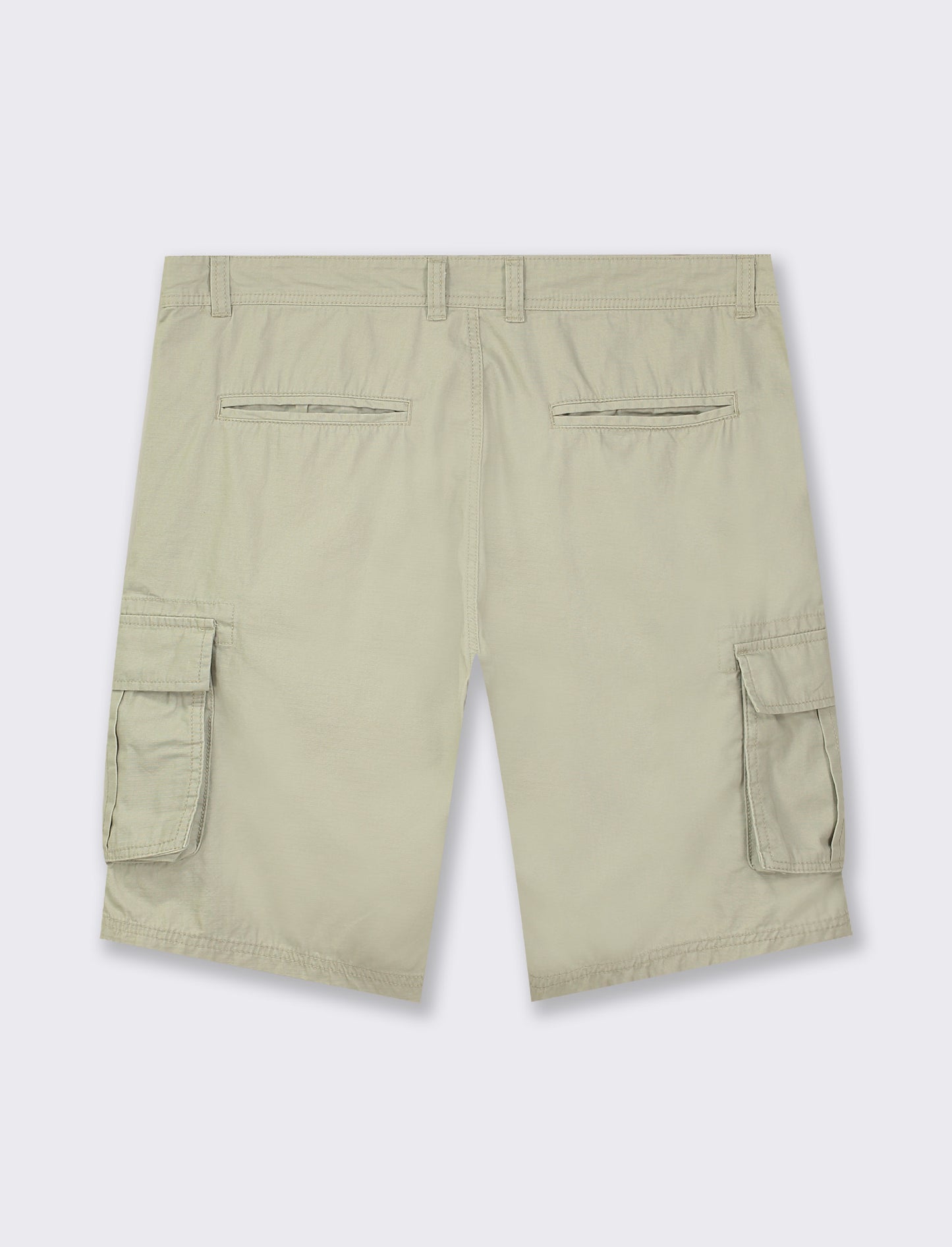 Cotton Ripstop Cargo Bermuda Shorts with Side and Back Pocket Detail - Grey