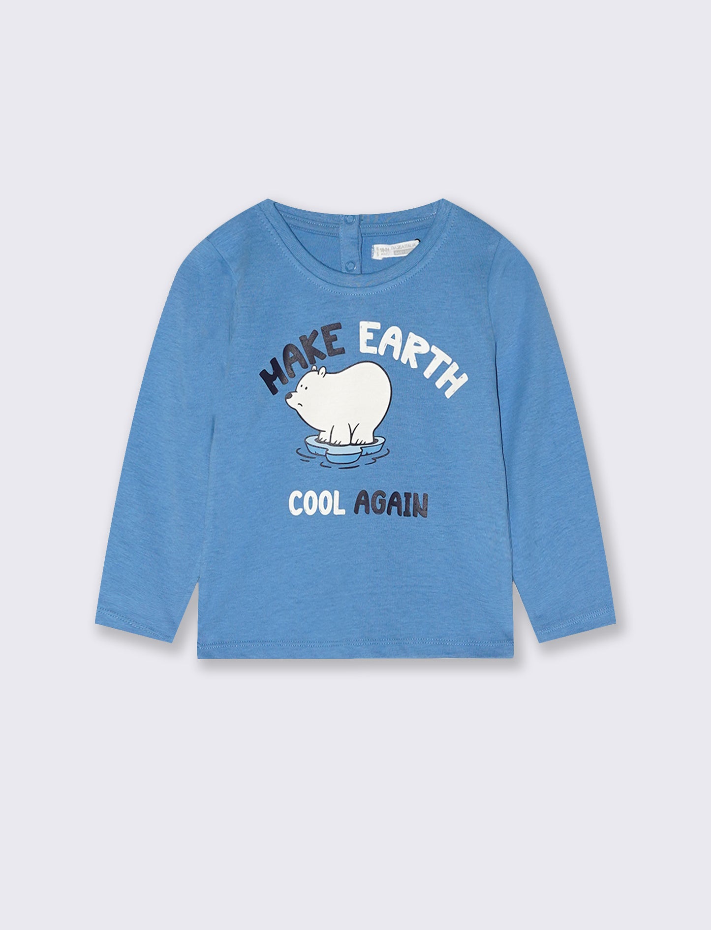 Long sleeve crew neck T-shirt with print - Blue