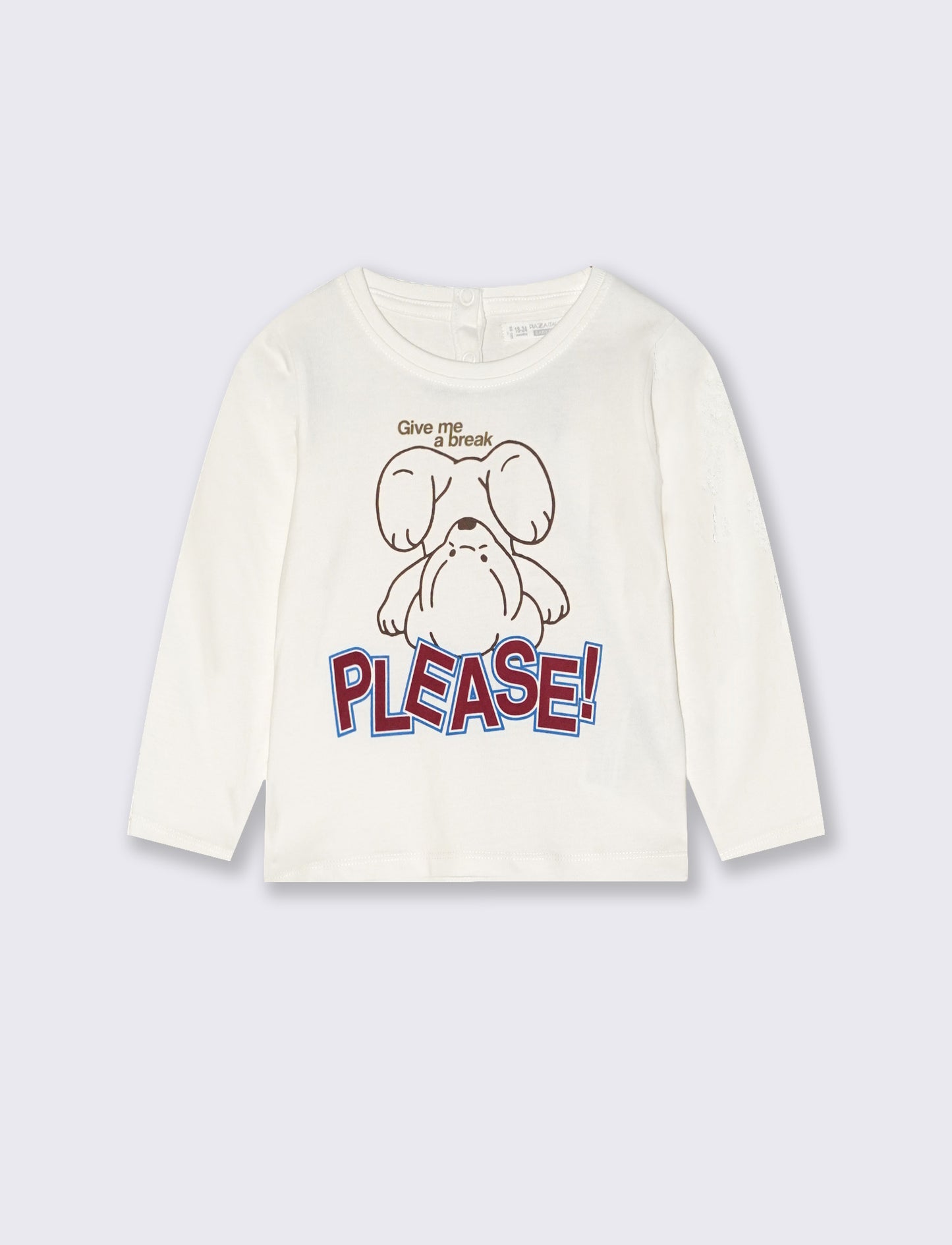 Long sleeve crew neck T-shirt with print - White