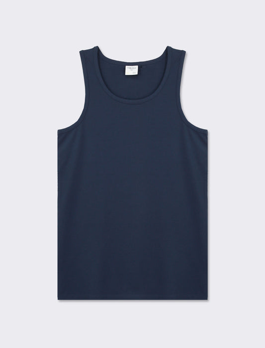 Cotton Stretch Slim Fit Tank Top - Blue