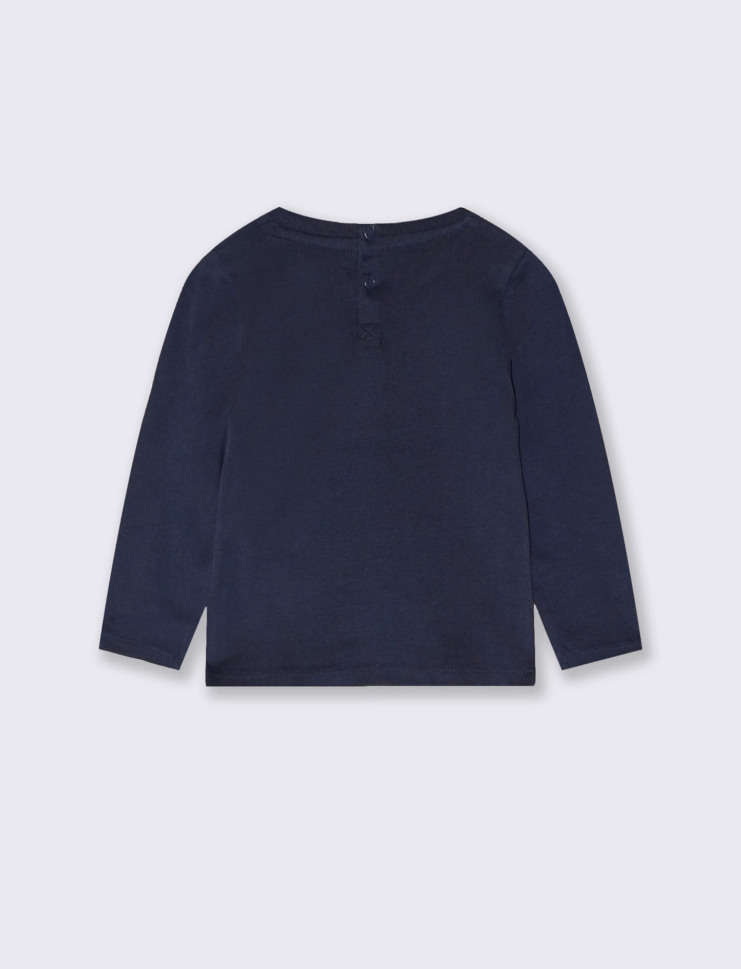 Basic long sleeve crew neck T-shirt with print - Blue