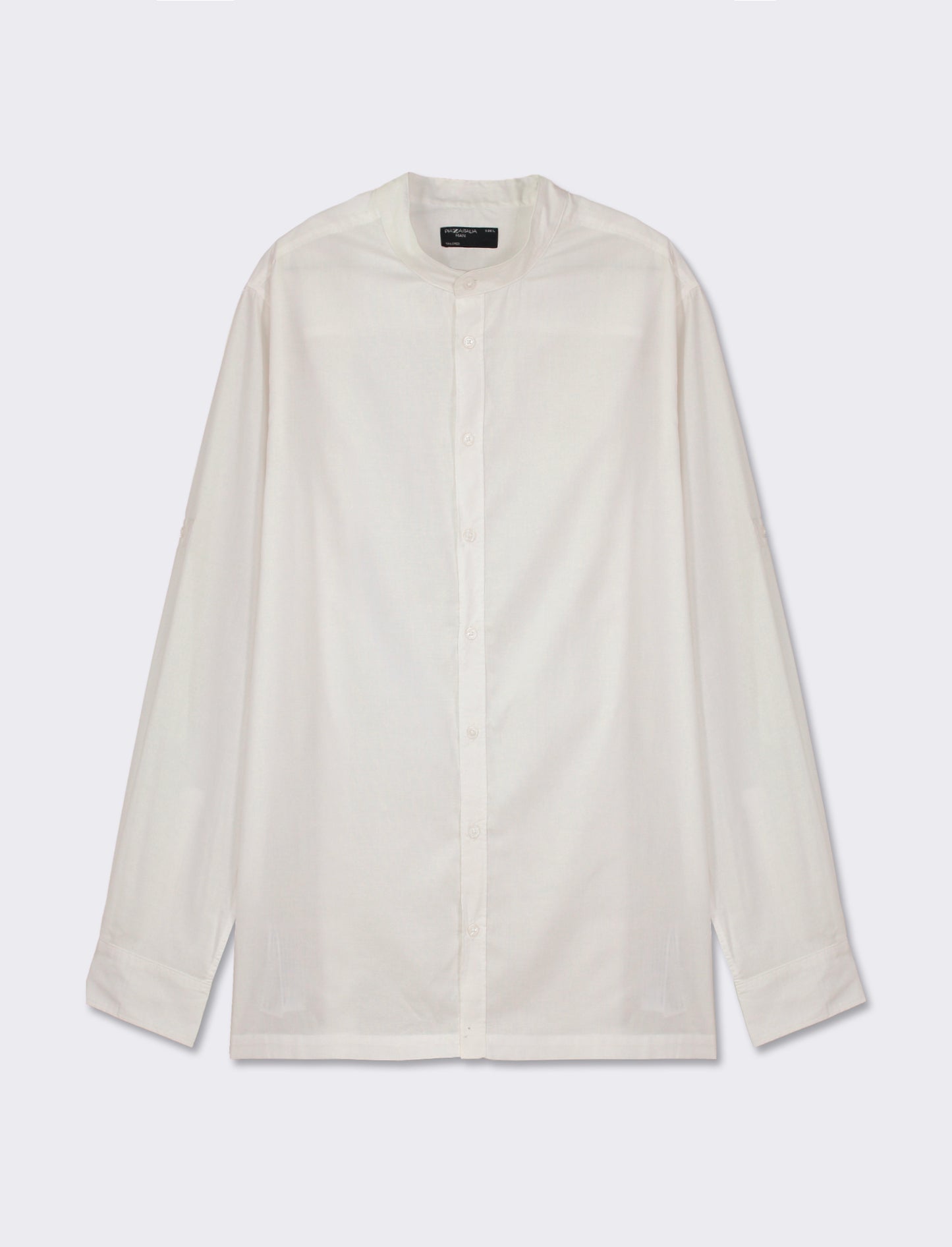 Cotton Voile Regular Fit Shirt with Korean Collar - White