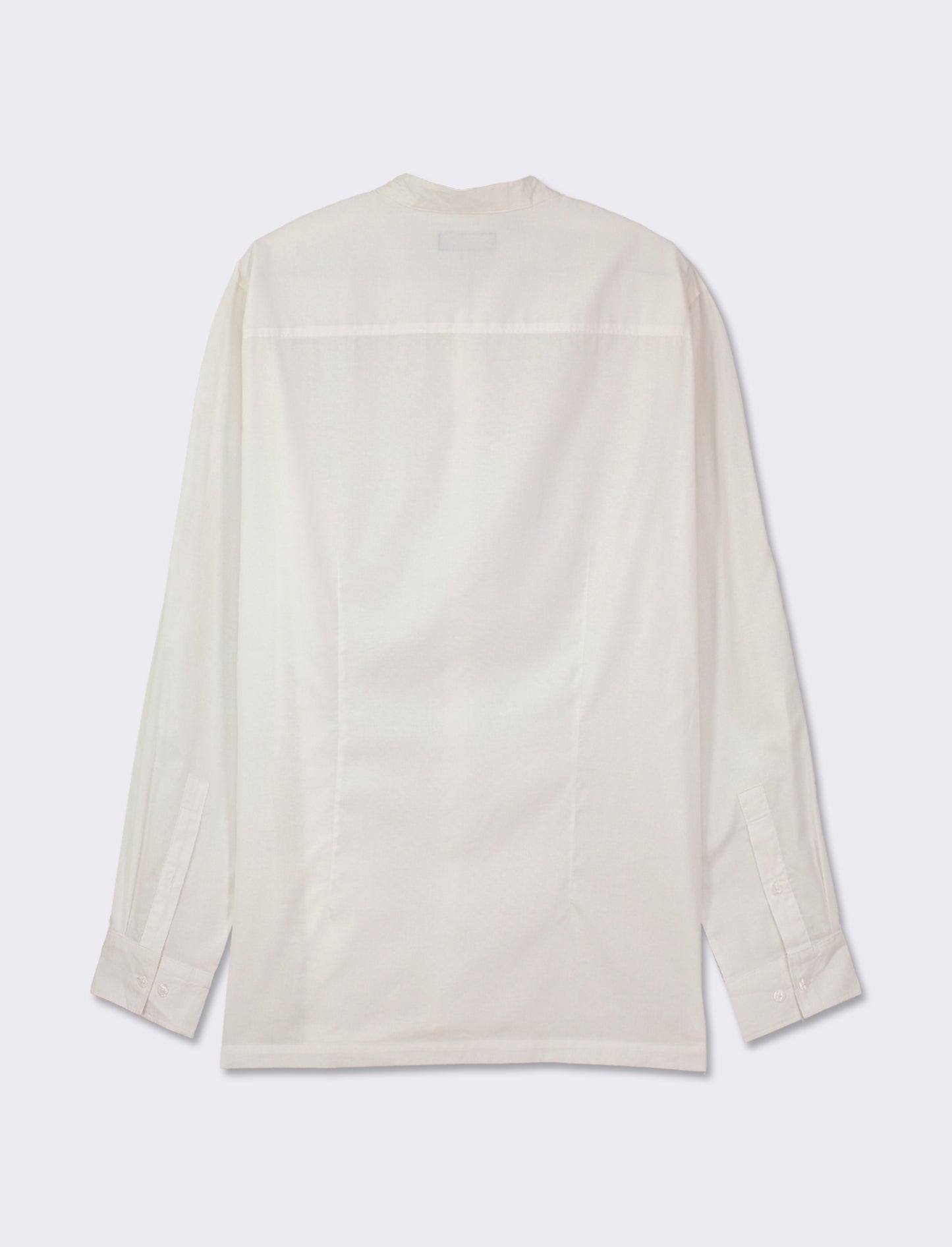 Cotton Voile Regular Fit Shirt with Korean Collar - White