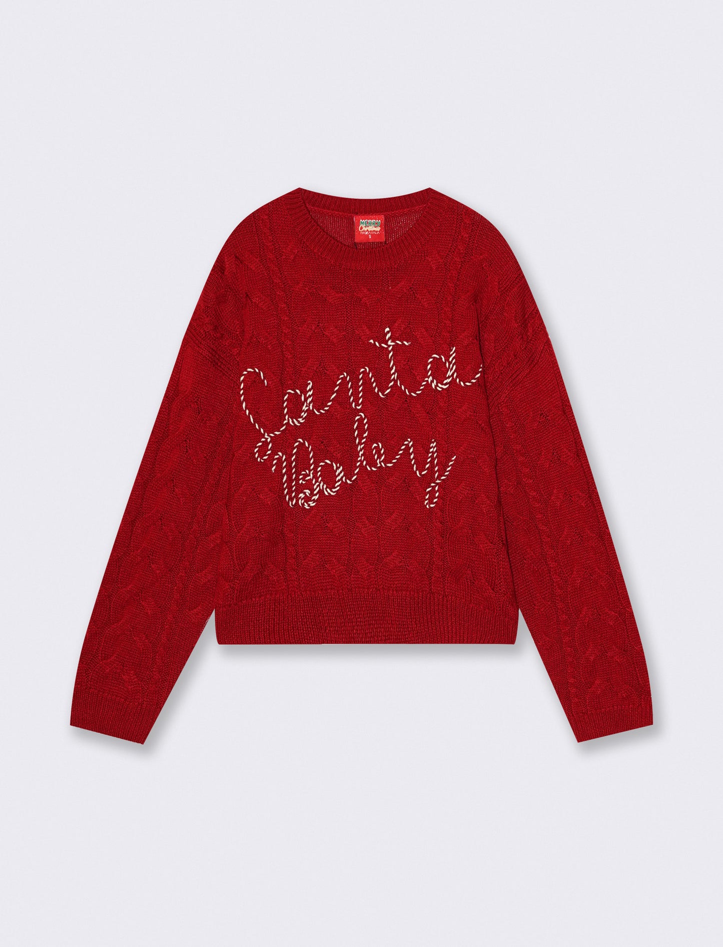 Maglia manica lunga con ricamo elegante - Rosso
