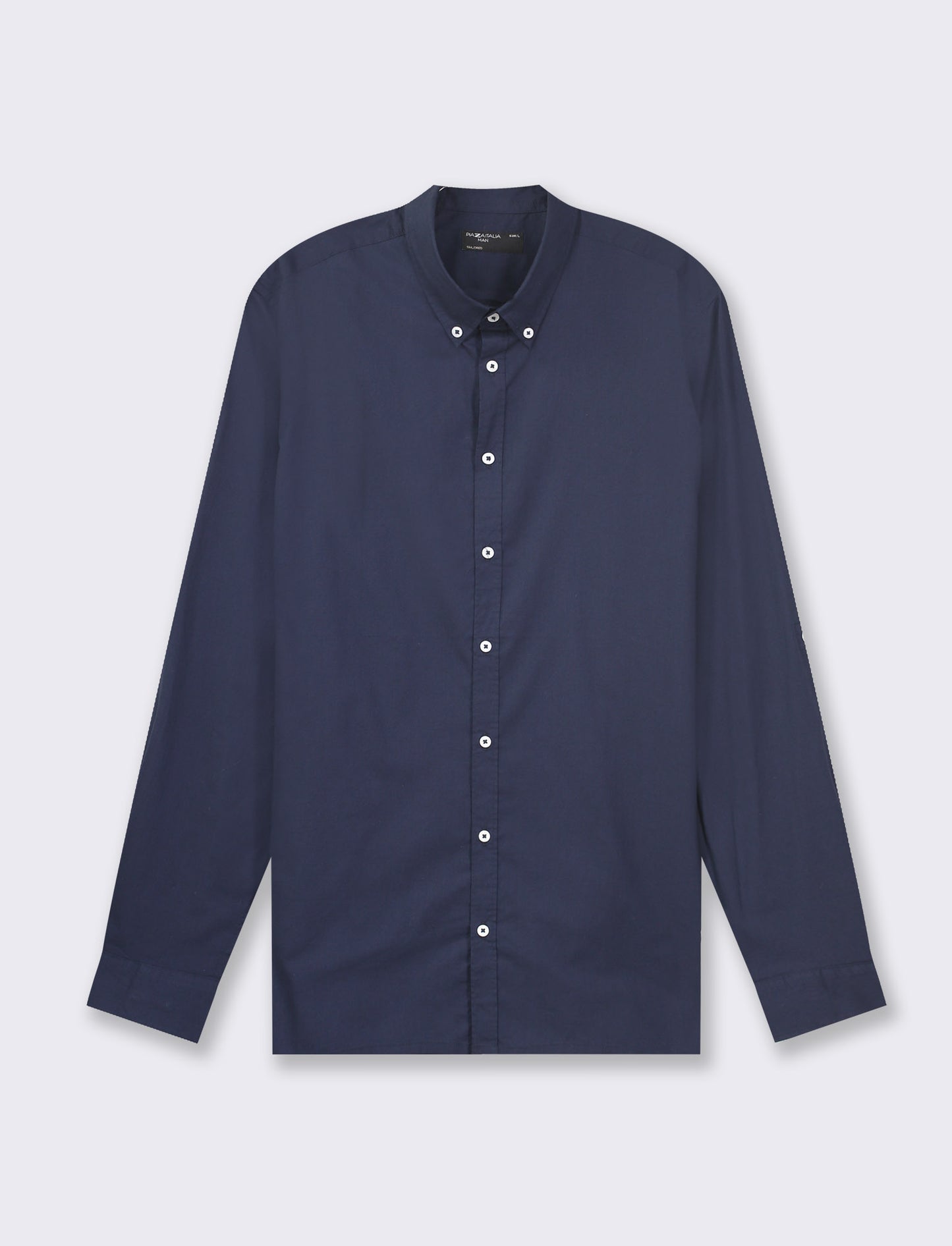 Lightweight Cotton Voile Regular Fit Shirt with French Collar and Button Down - Blue