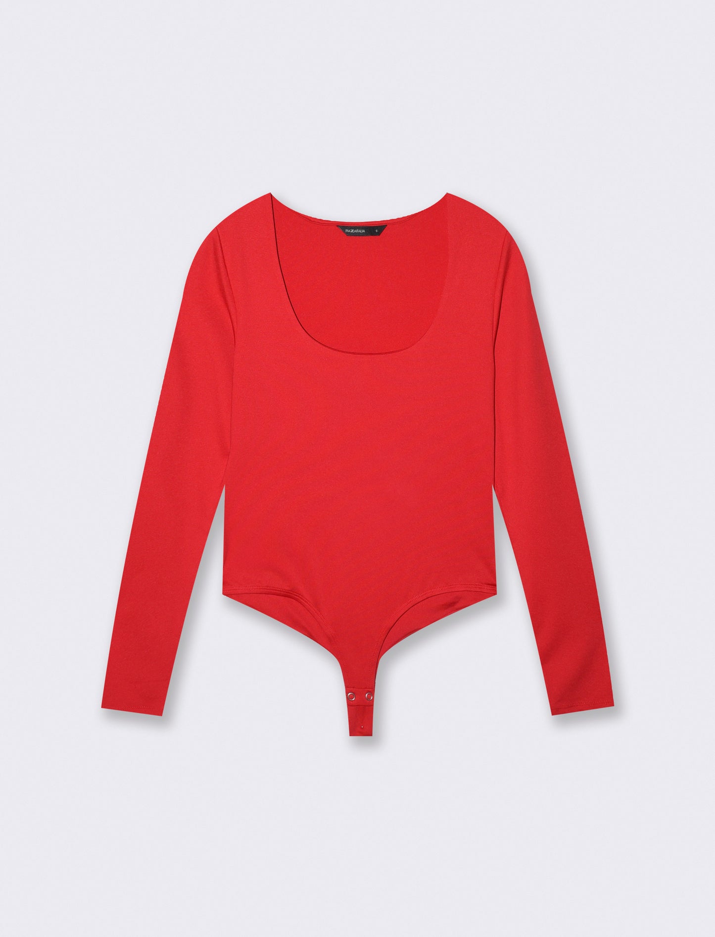 Body a manica lunga con scollo profondo - Rosso