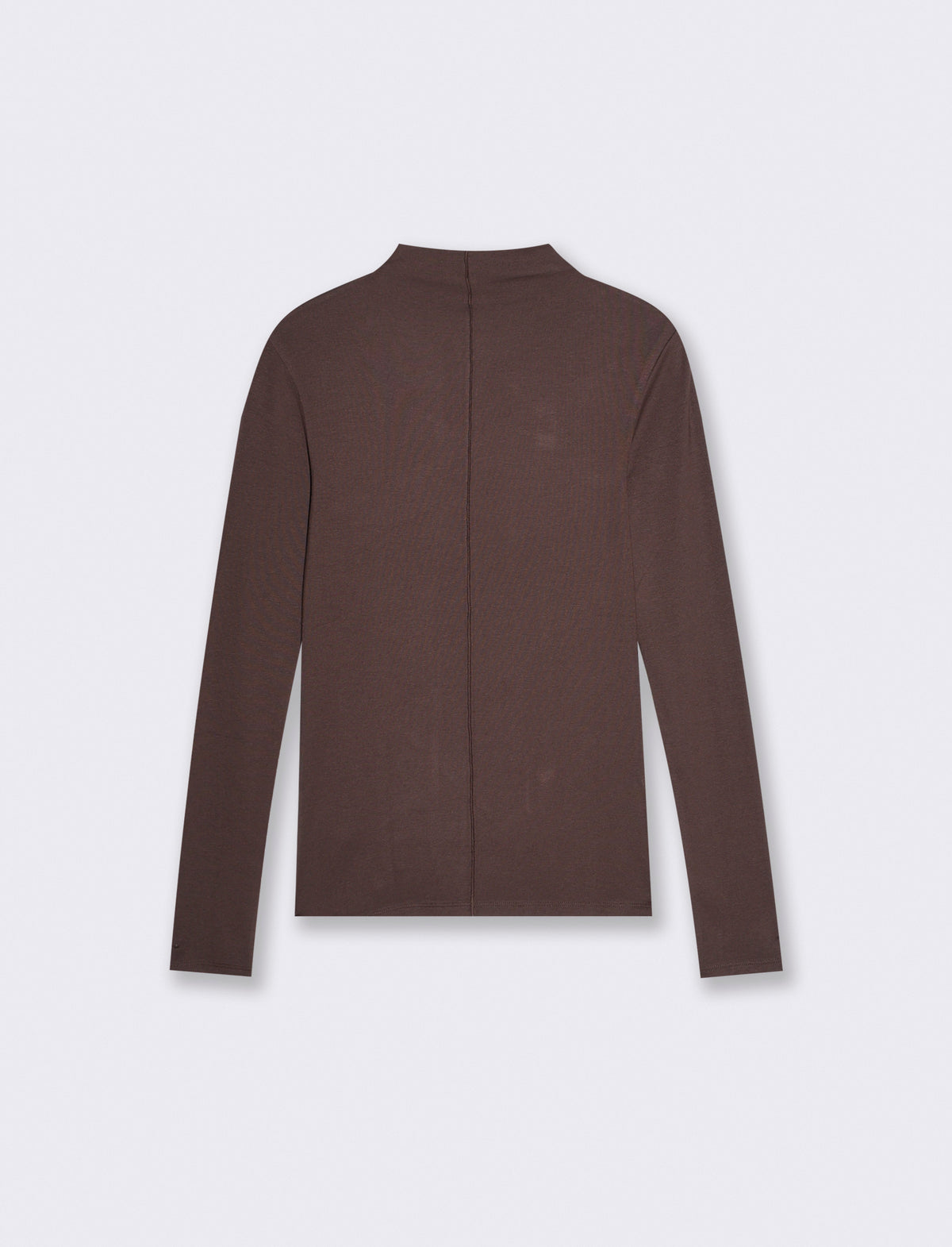 Long sleeve t-shirt with ribbed high collar - Brown