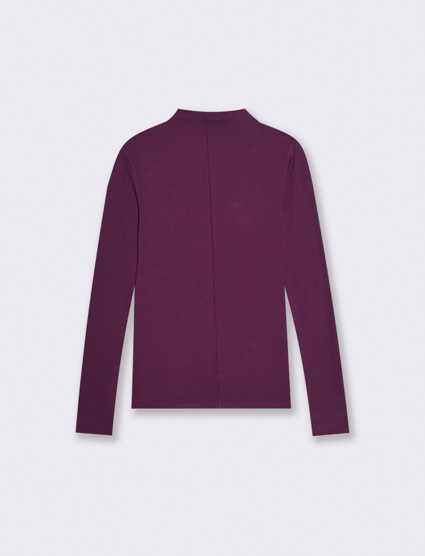 T-shirt manica lunga collo alto con nervée - Bordeaux