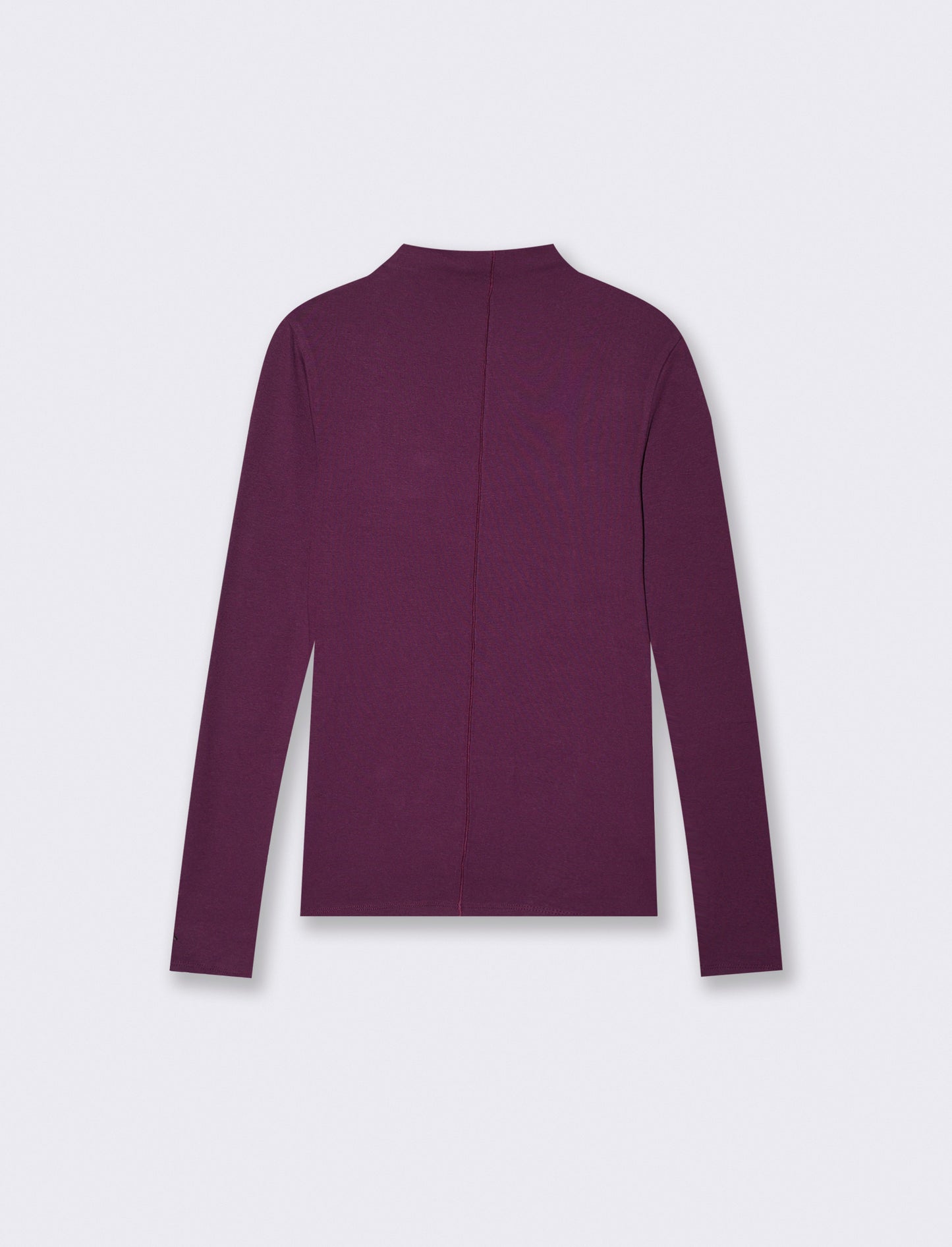 T-shirt manica lunga collo alto con nervée - Bordeaux