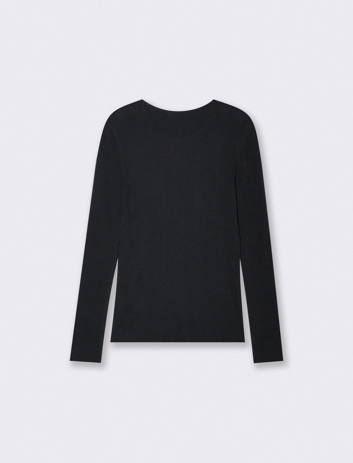 T-shirt manica lunga a costine con bottone - Nero