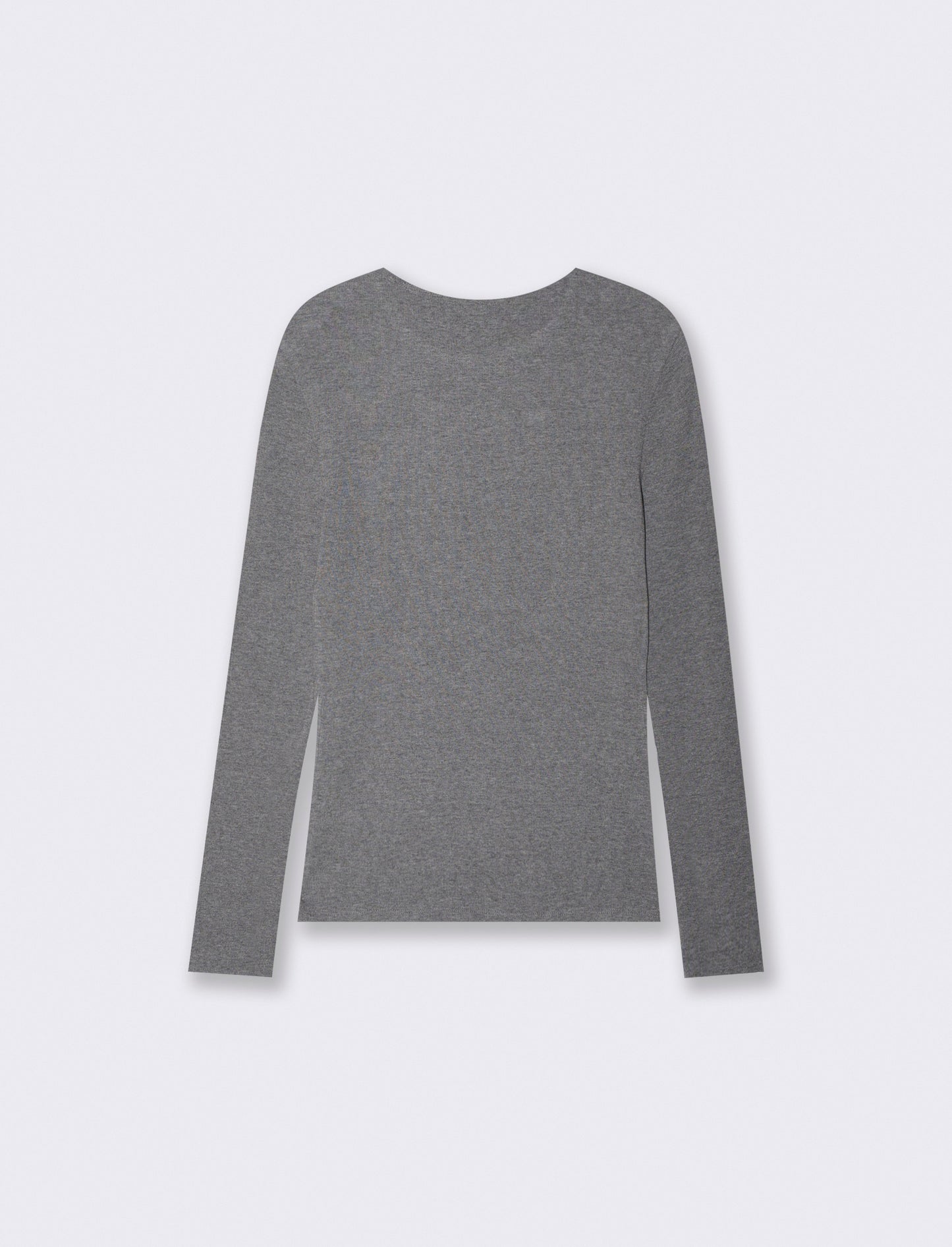 T-shirt manica lunga a costine con bottone - Grigio mel.