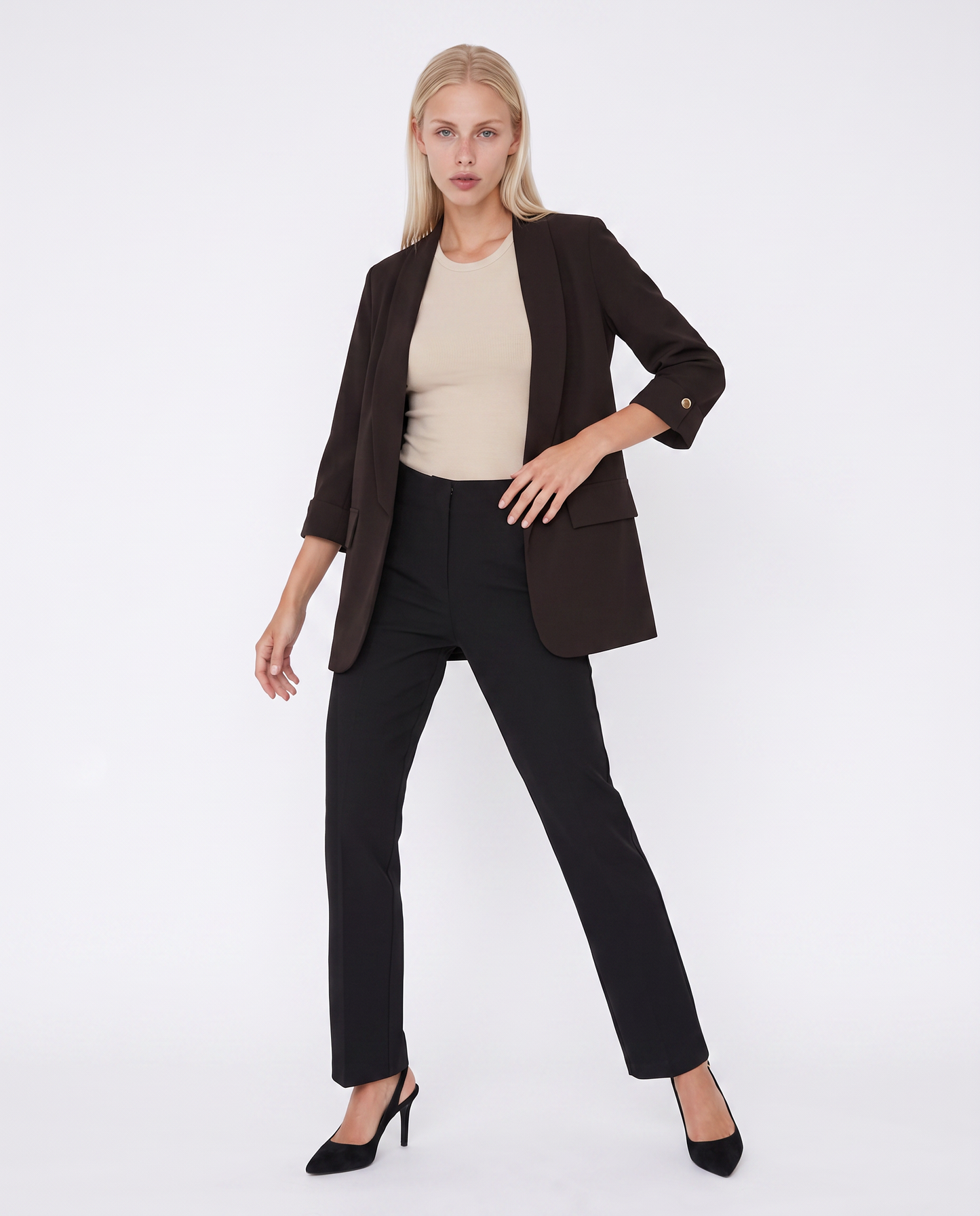 High-waisted flare skinny pants - Black