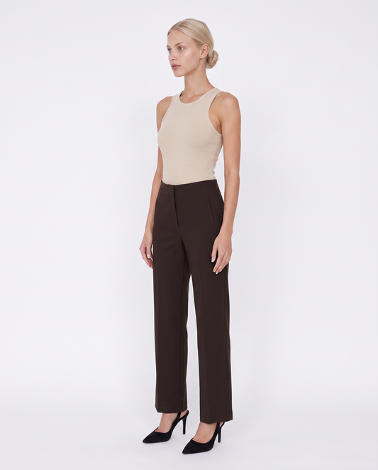 High-waisted flare skinny pants - Brown