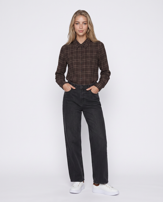 Camicia a quadri manica lunga slim - var 1
