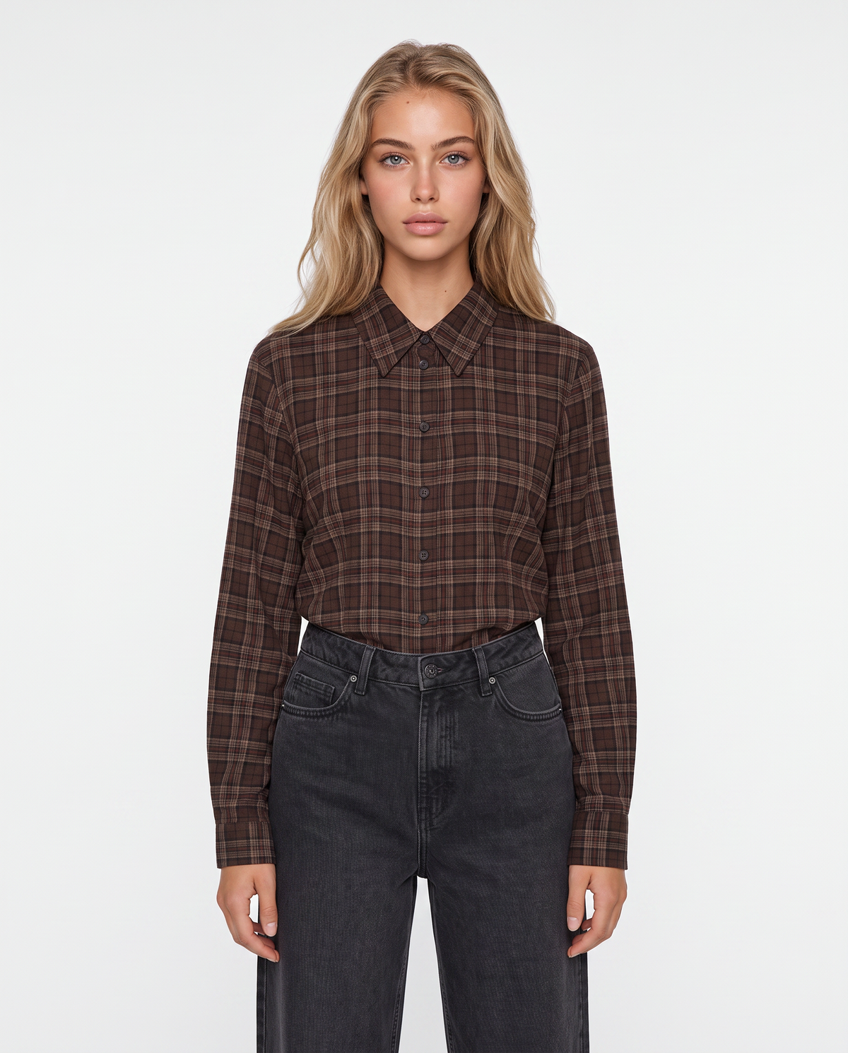 Camicia a quadri manica lunga slim - var 1