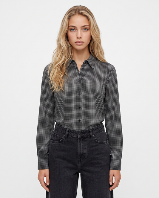 Long Sleeve Slim Fit Checkered Shirt - 