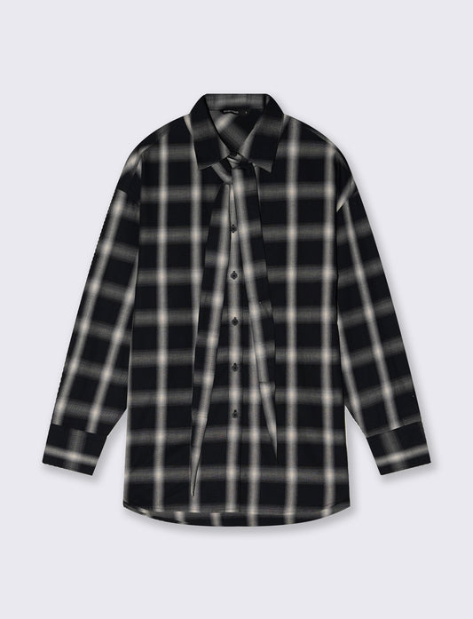 Cotton shirt with neck tie - 