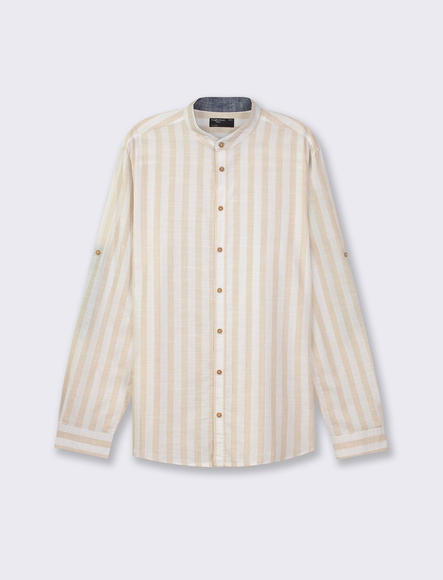 Camicia coreana a righe - Beige