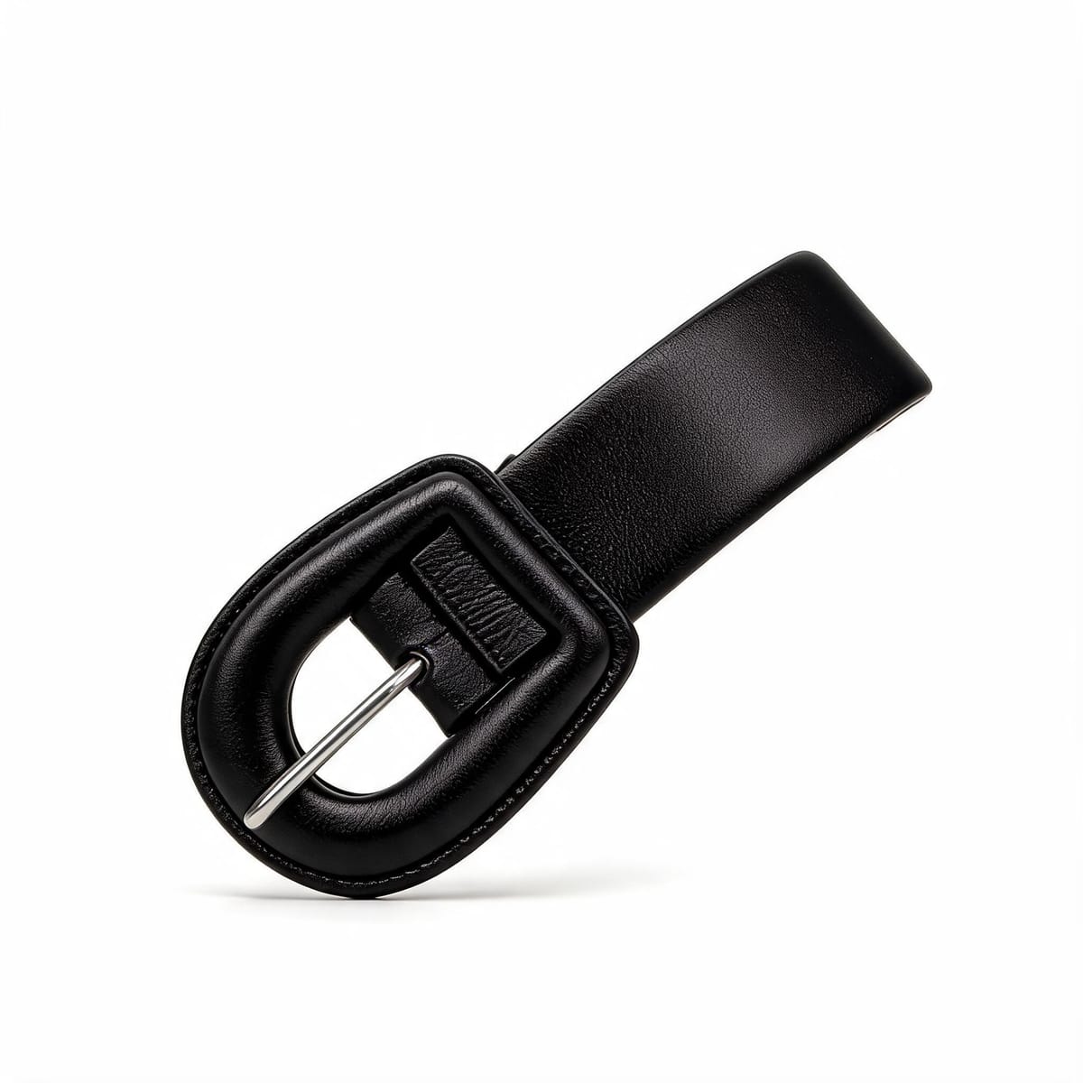 Faux leather belt with elegant buckle - Black