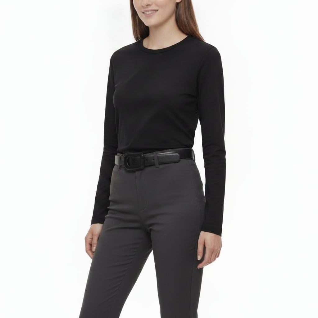 Cintura in finta pelle con fibbia elegante - Nero