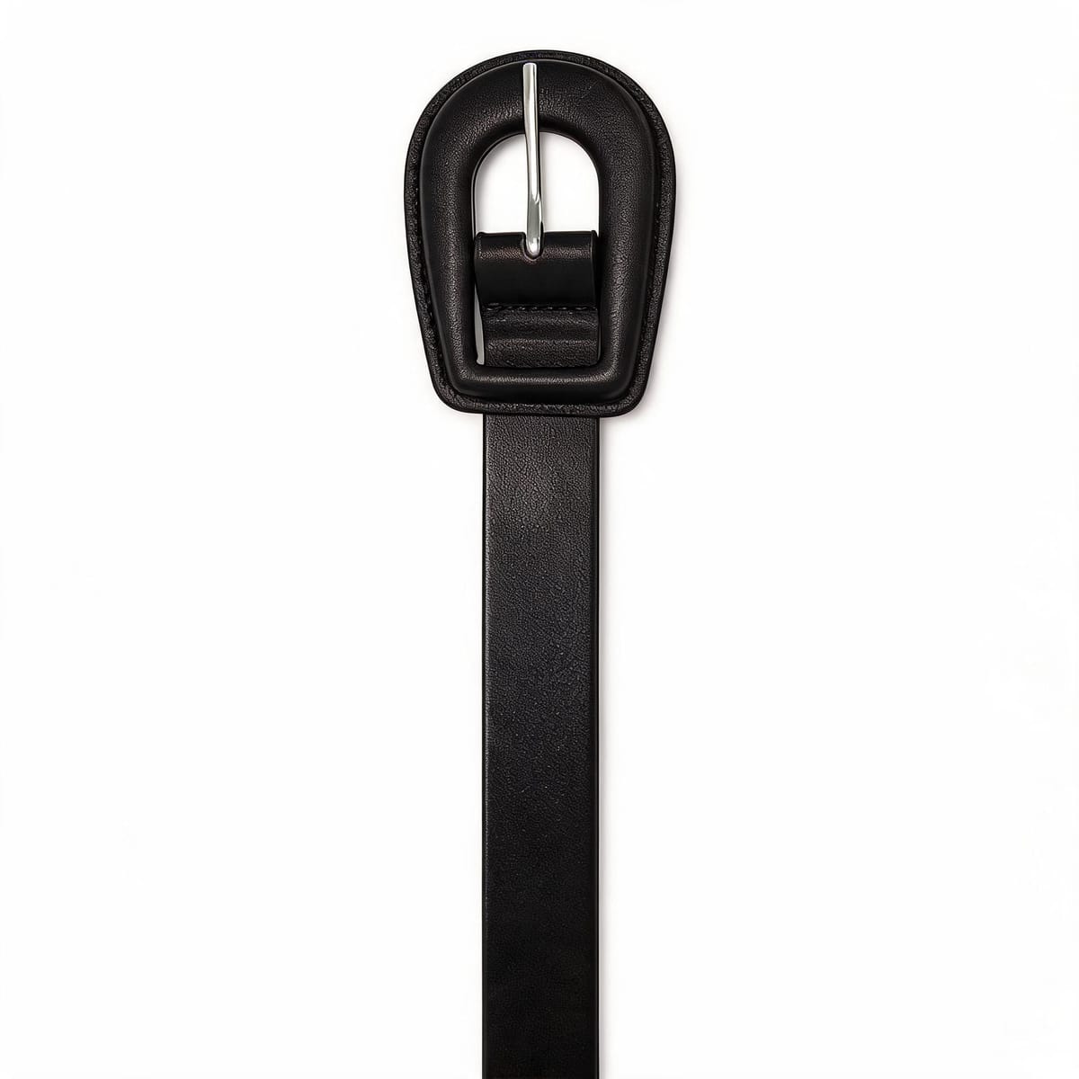 Faux leather belt with elegant buckle - Black
