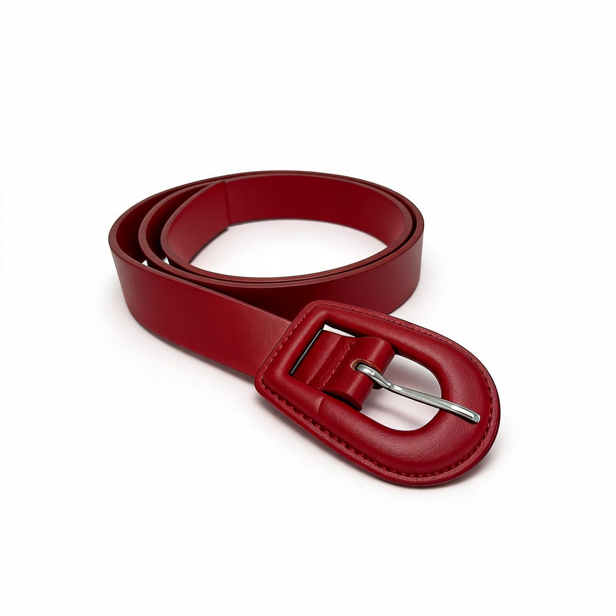 Faux leather belt with elegant buckle - Red