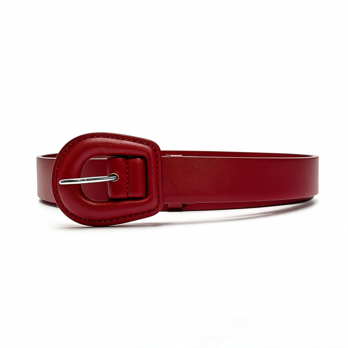 Faux leather belt with elegant buckle - Red