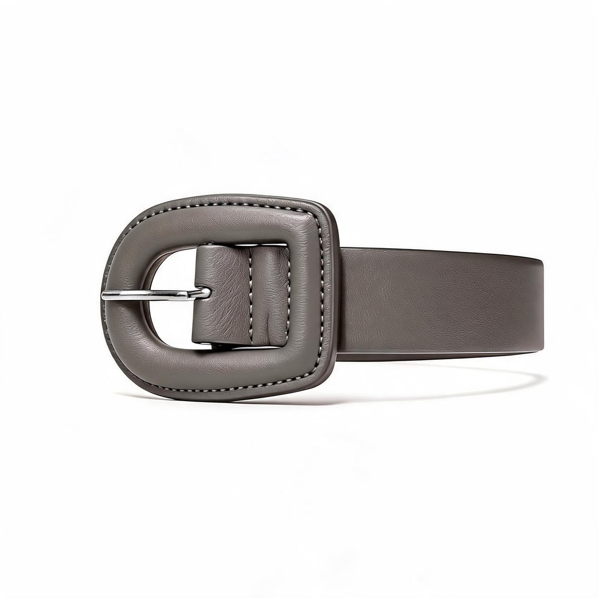 Faux leather belt with elegant buckle - Grey