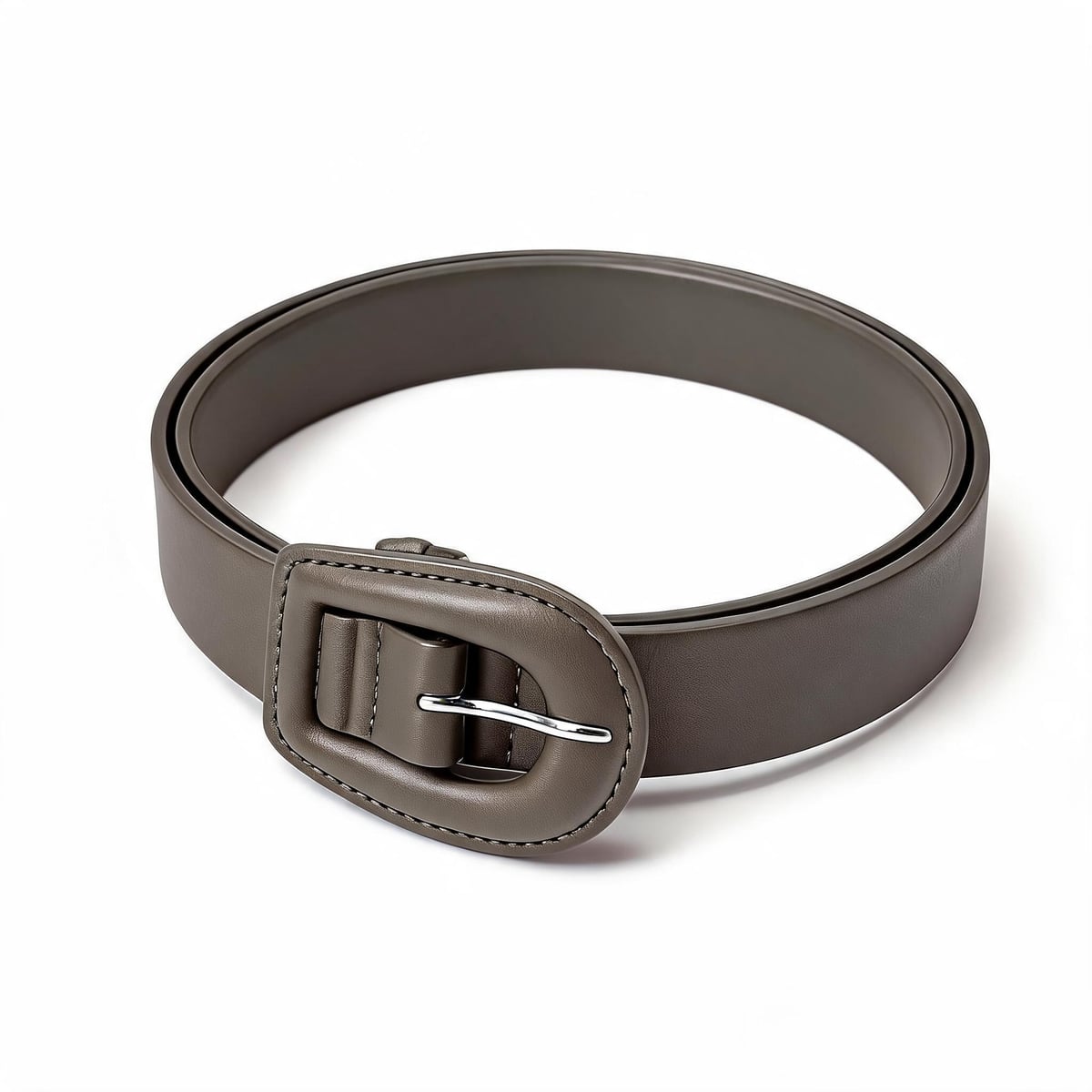 Faux leather belt with elegant buckle - Grey