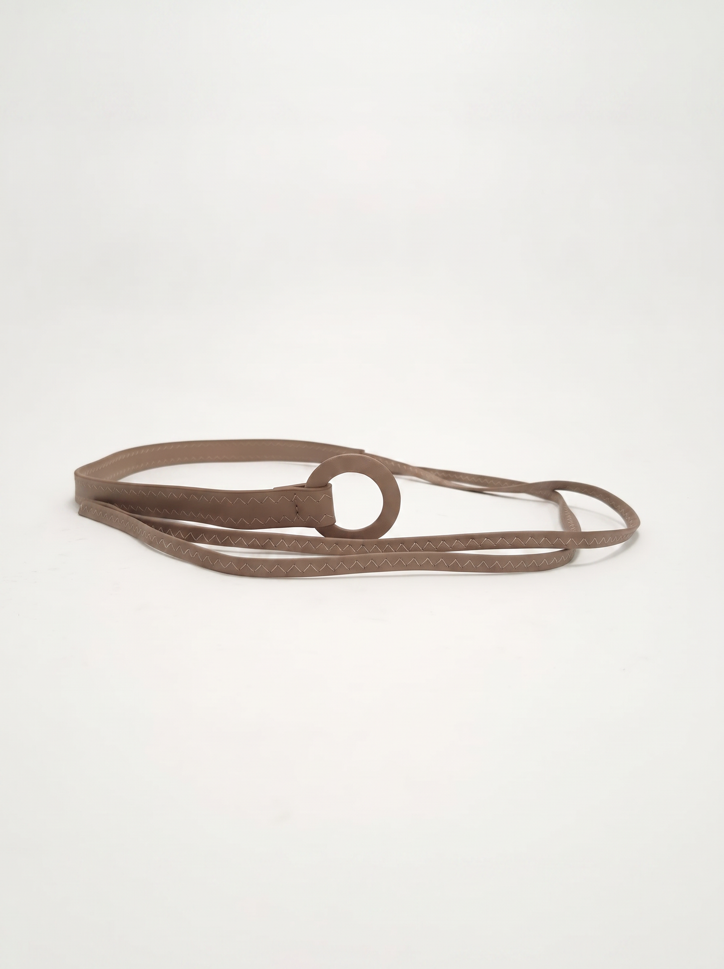 Cintura donna con fili anelli rivestita fina pelle - Beige