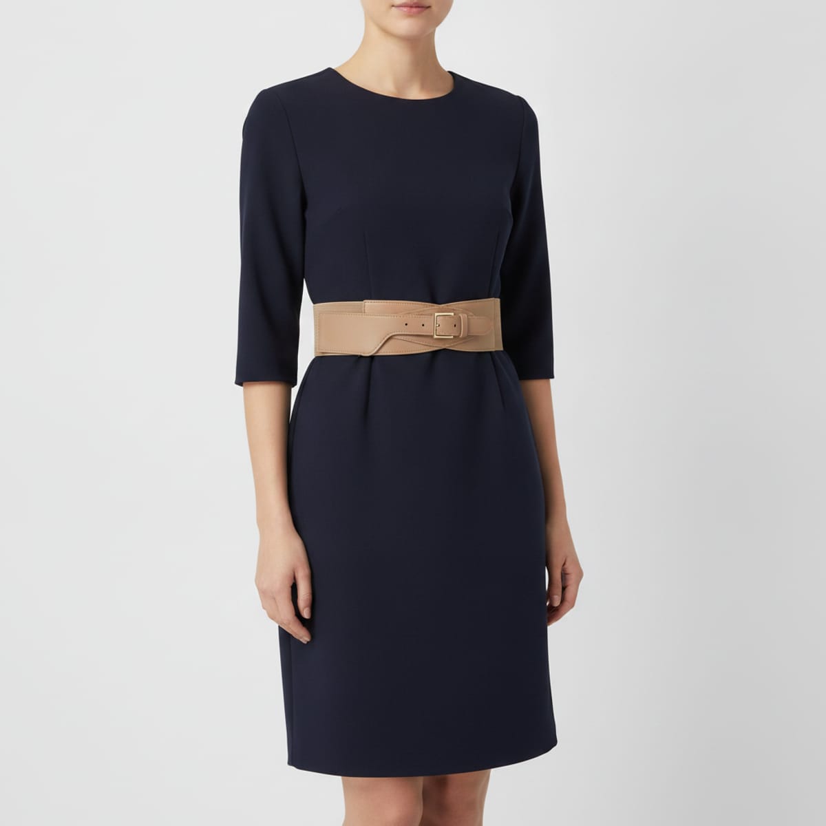 Elastic Belt in Faux Leather - Beige