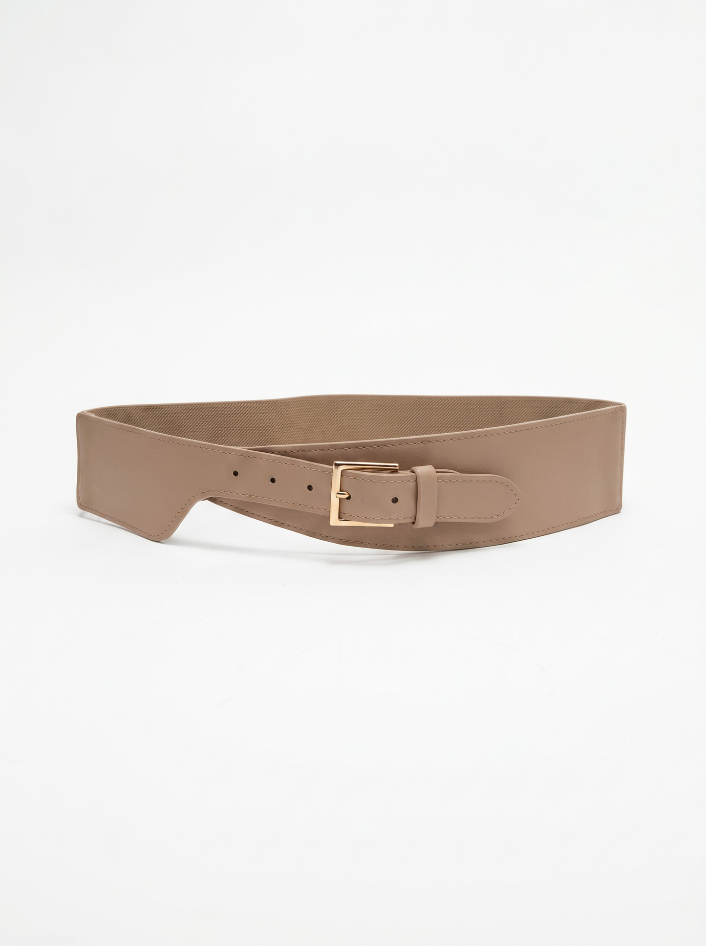 Elastic Belt in Faux Leather - Beige