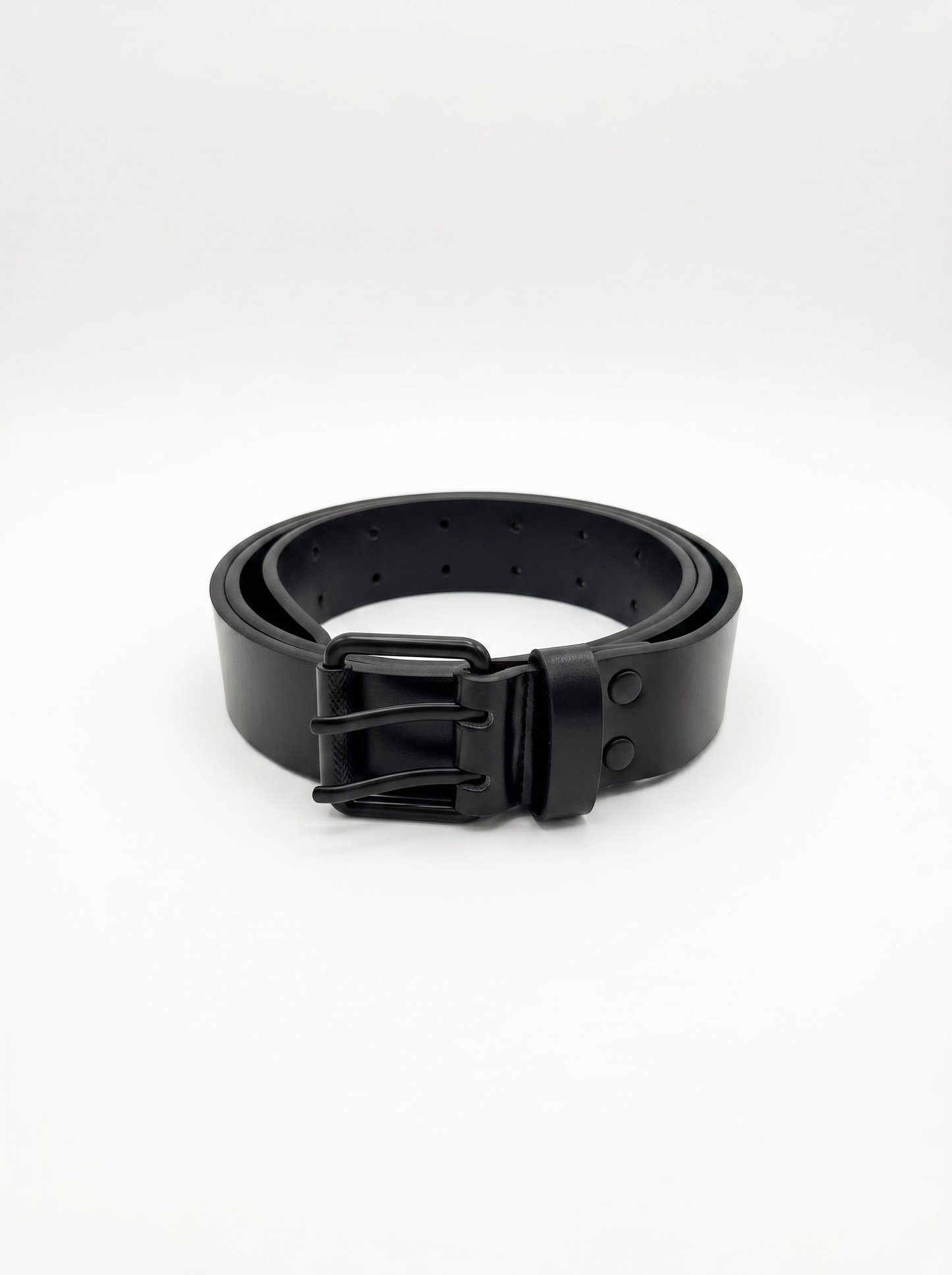 Double prong shiny men's belt - Black