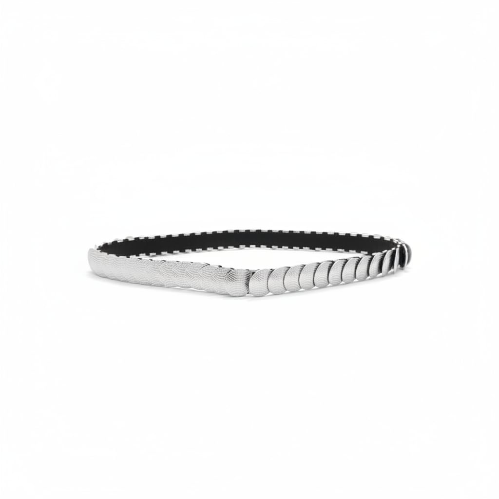 Cintura in metallo con scaglie rotonde - Argento