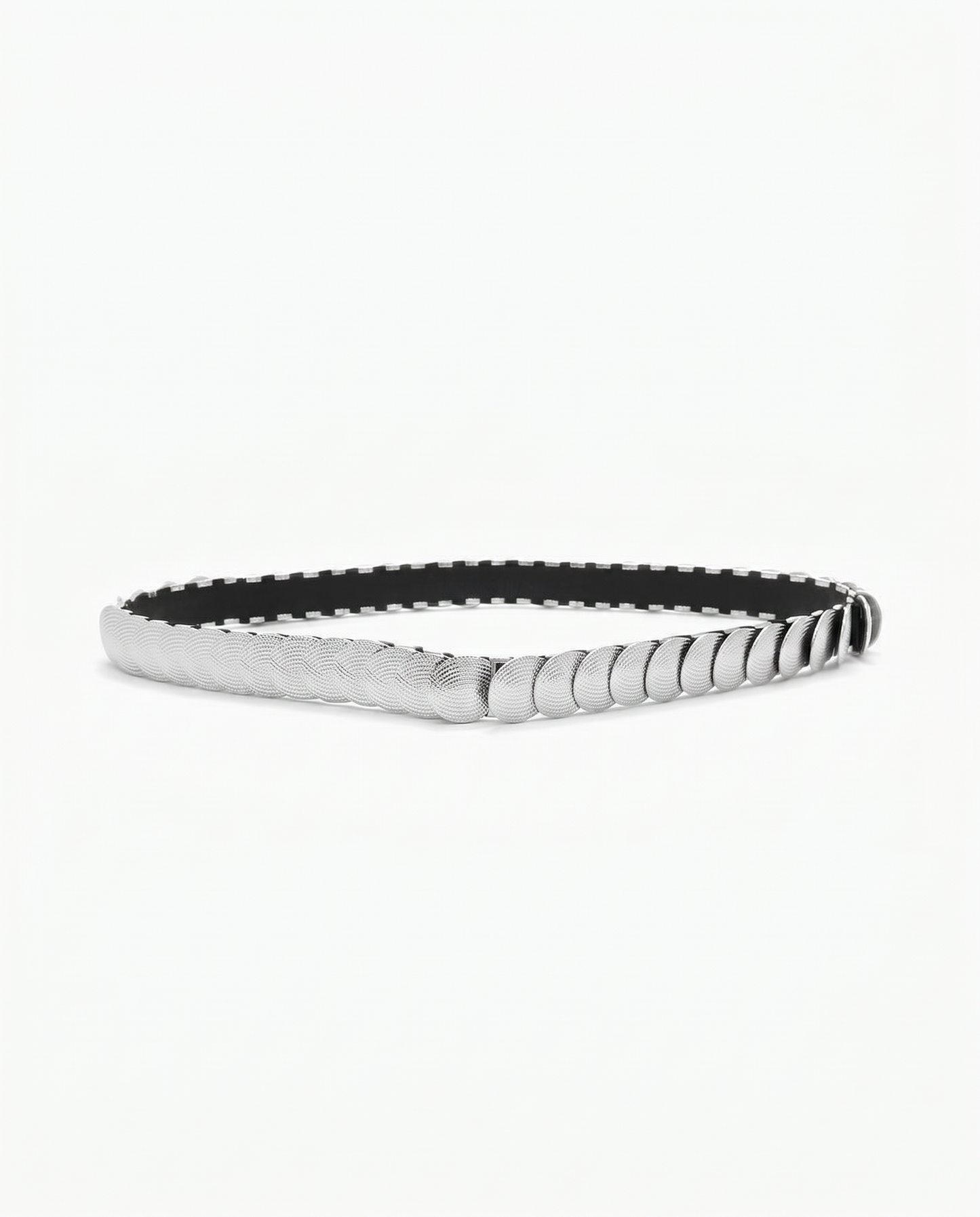 Cintura in metallo con scaglie rotonde - Argento