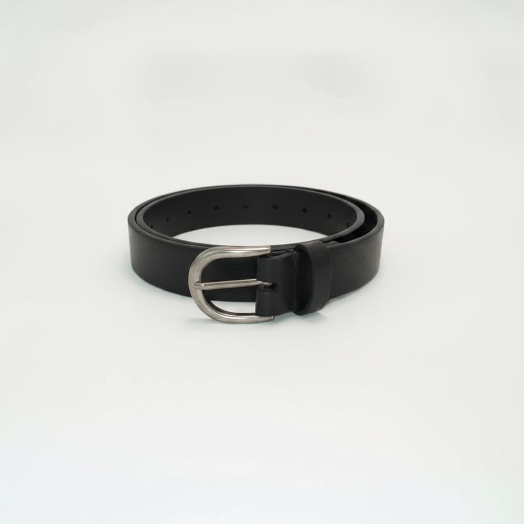 Men's belt dollar buckle rounded - Black