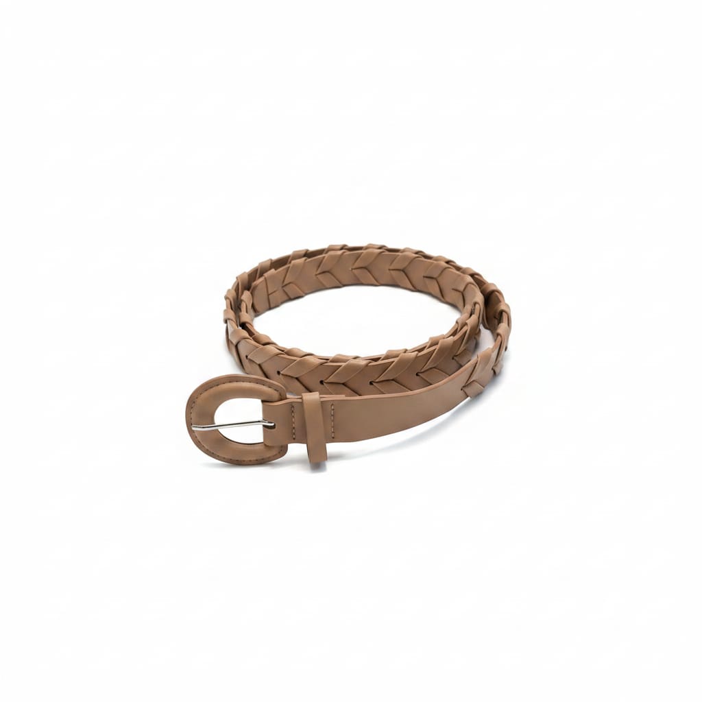 Cintura intreccio fibbia finta pelle - Beige