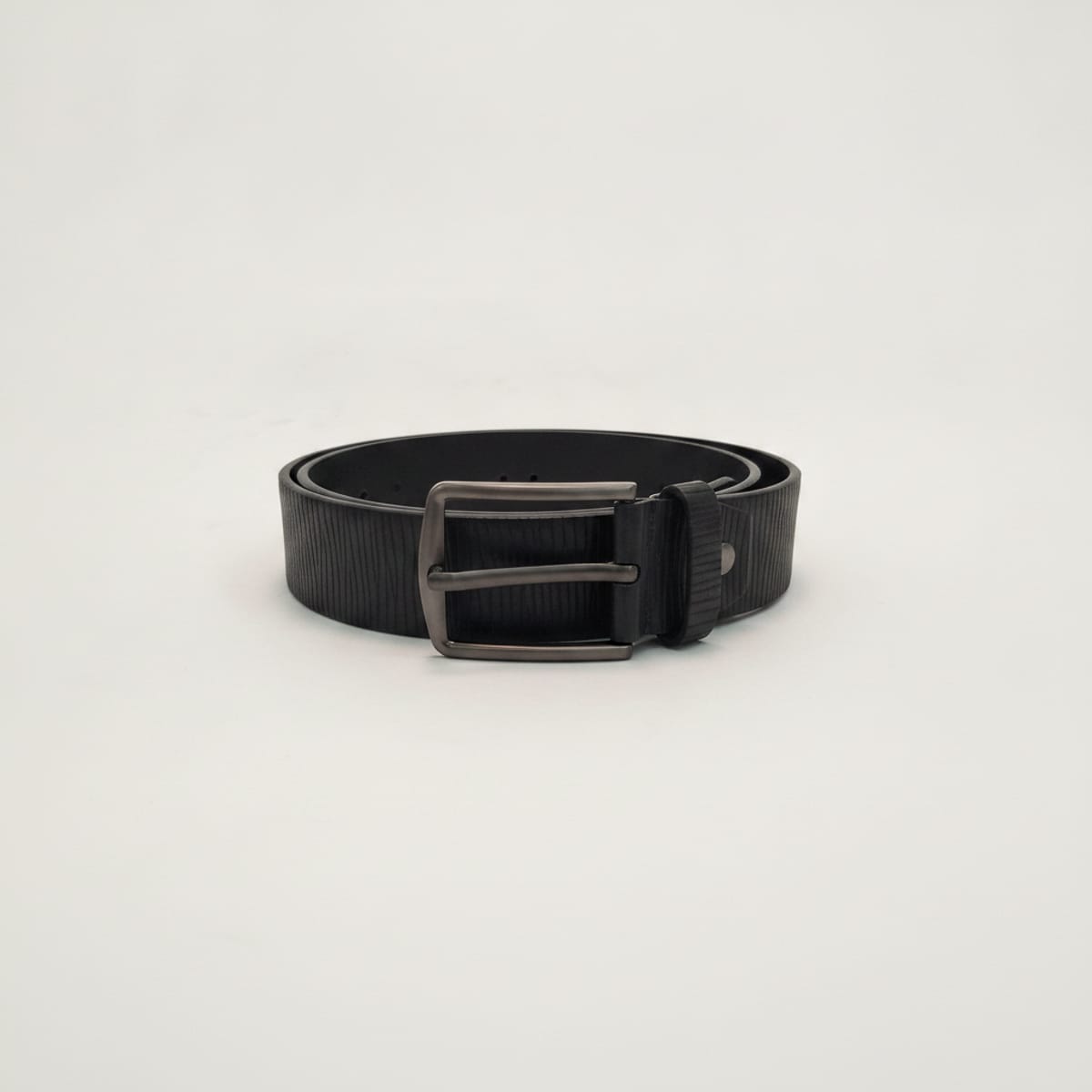 Men's belt with high stripes, height 4cm - Black