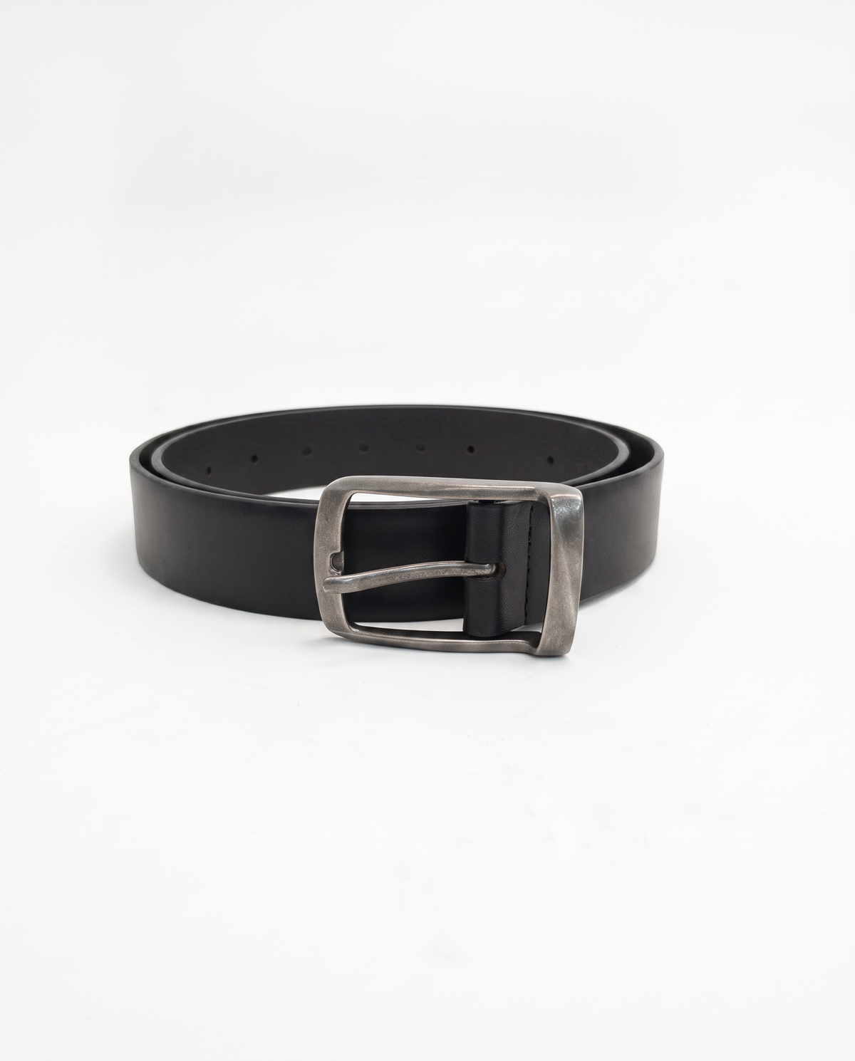 Men's Belt with Antique Metal Buckle 3.5 cm - Black