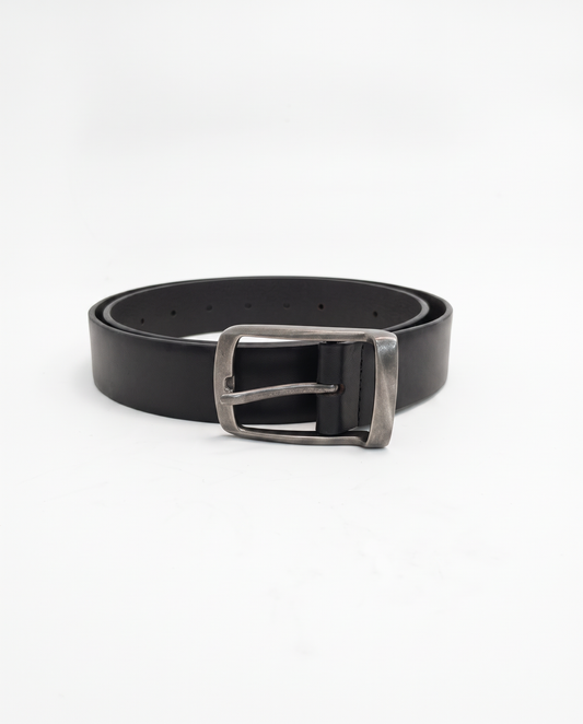 Men's Belt with Antique Metal Buckle 3.5 cm - Black