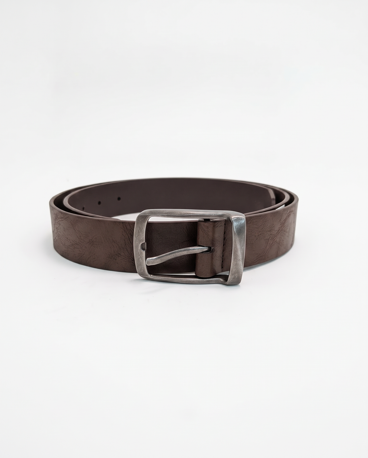 Cintura uomo fibbia anticata metallo 3,5 cm - Marrone