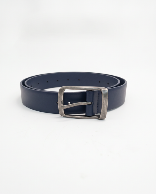 Men's Belt with Antique Metal Buckle 3.5 cm - Blue
