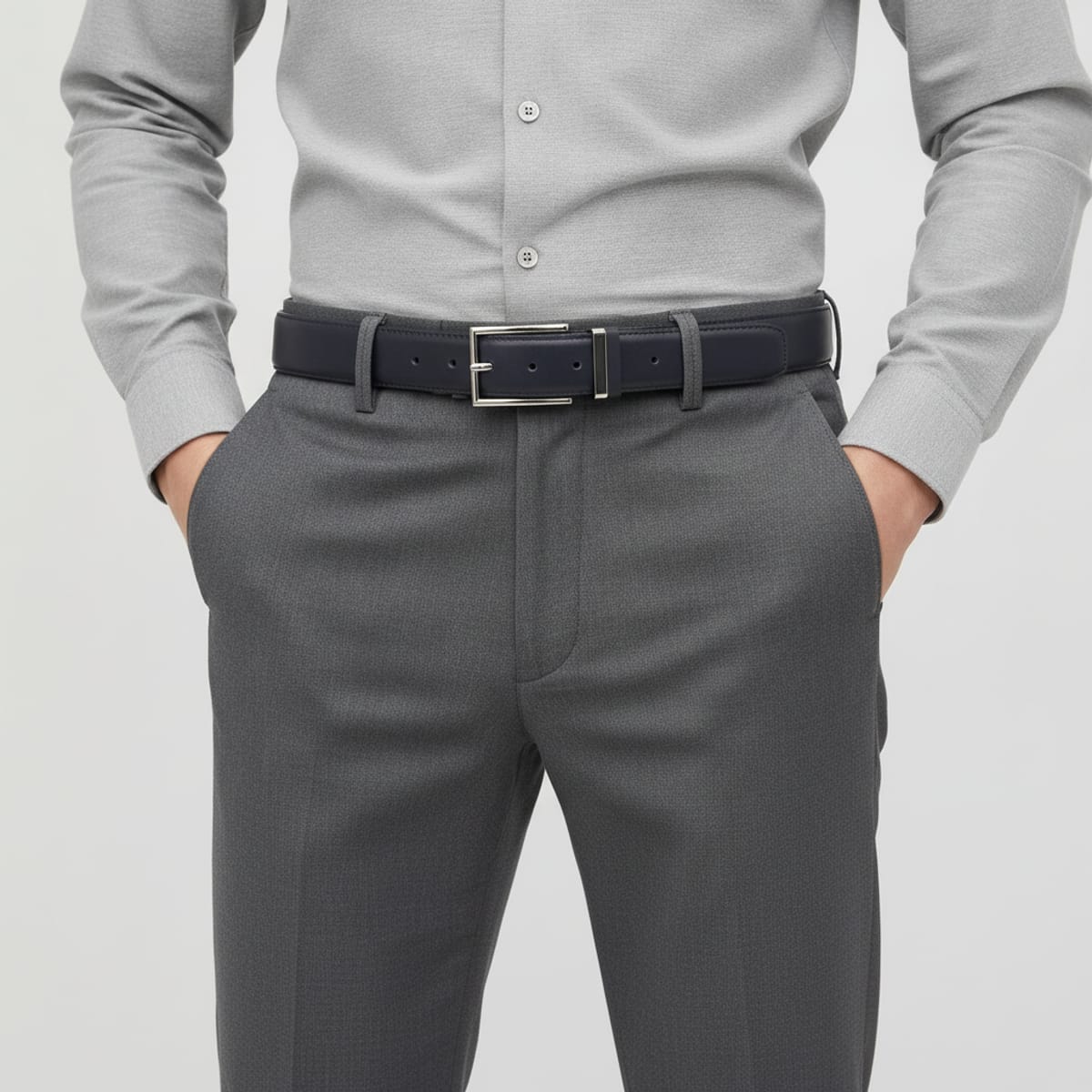 Men's metal and faux leather belt - Blue