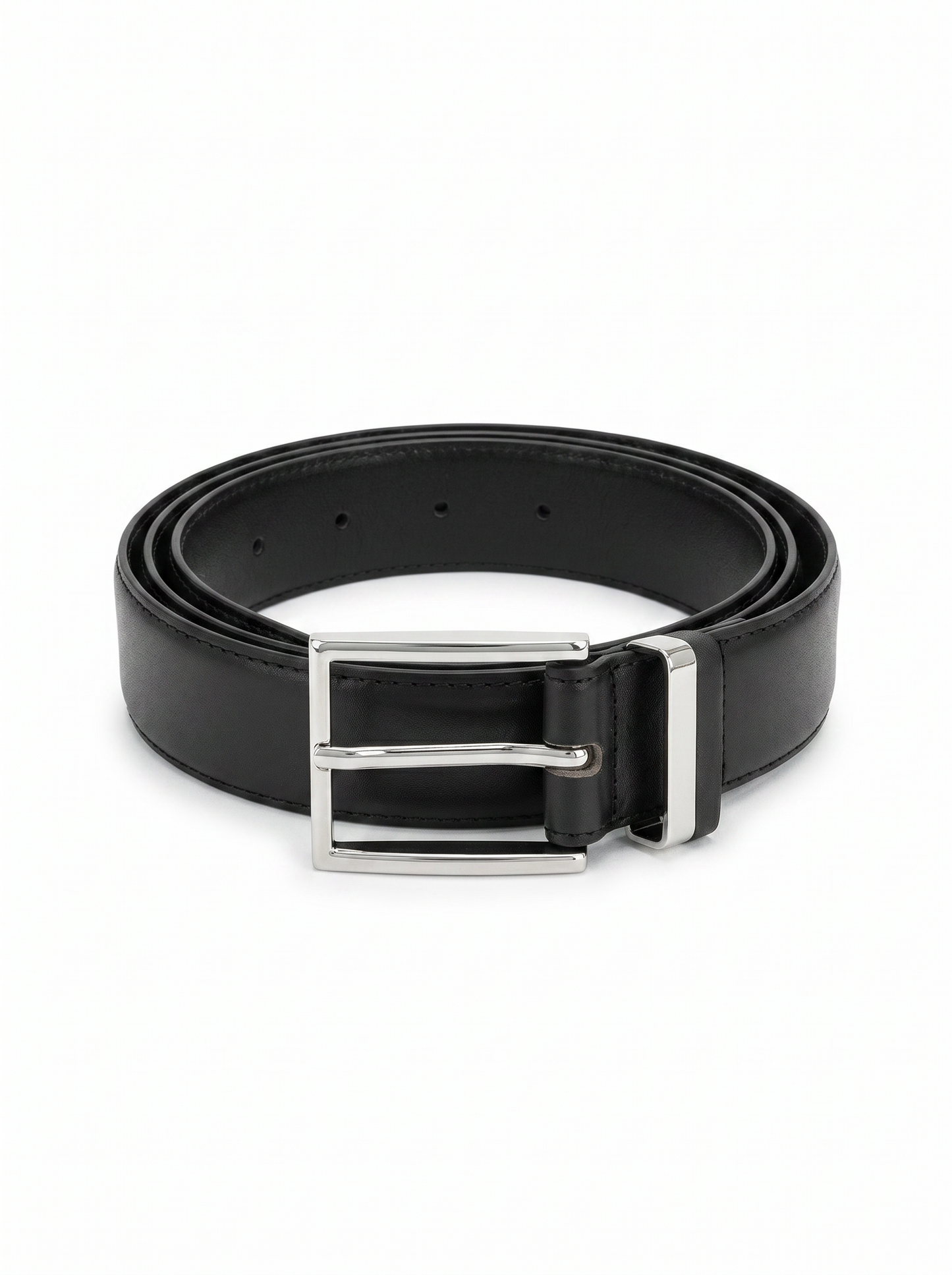 Cintura uomo metallo e finta pelle - Nero