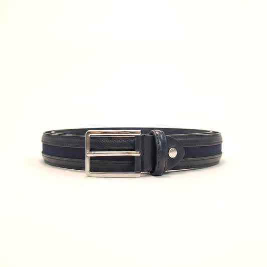 Elegant printed suede men's belt - Blue