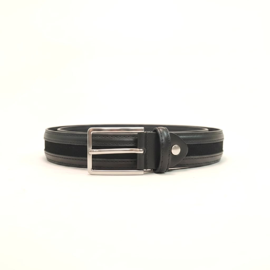 Elegant printed suede men's belt - Black